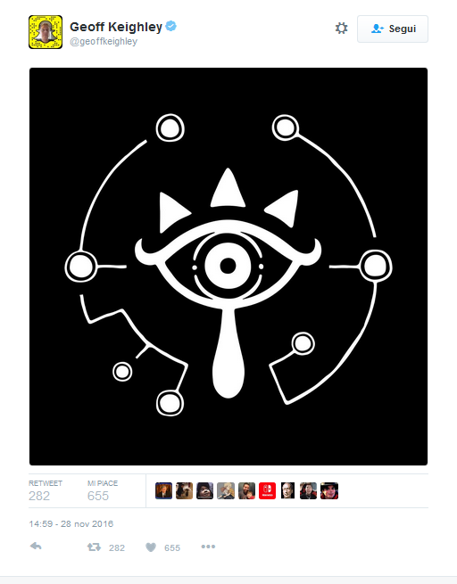 Il Tweet che ha fatto intuire l'arrivo di The Legend of Zelda al The Game Awards 2016.