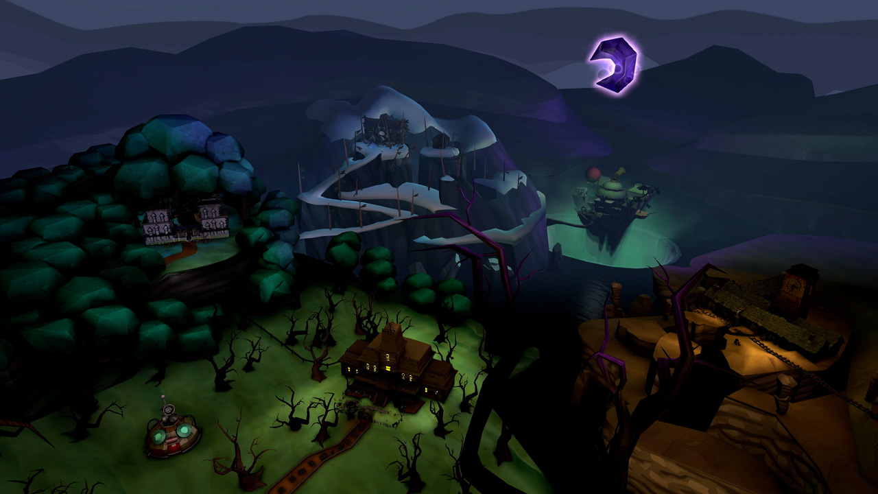 Una veduta aerea del mondo di Luigi's Mansion 2 HD