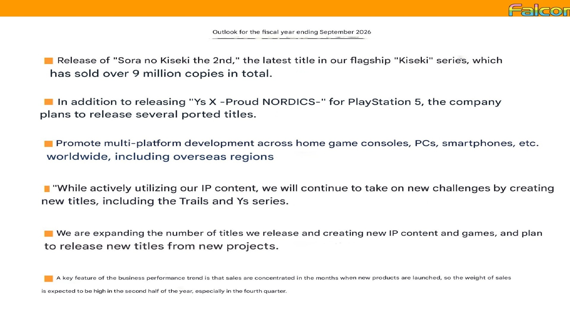 Trails in the Sky; Falcom; Ys X Proud Nordics